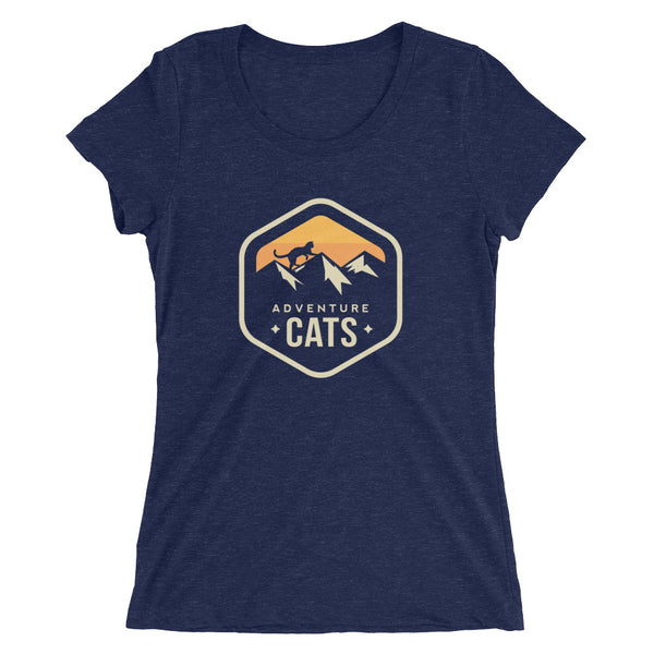 Adventure Cats Large Badge Ladies T-Shirt - Orange Logo